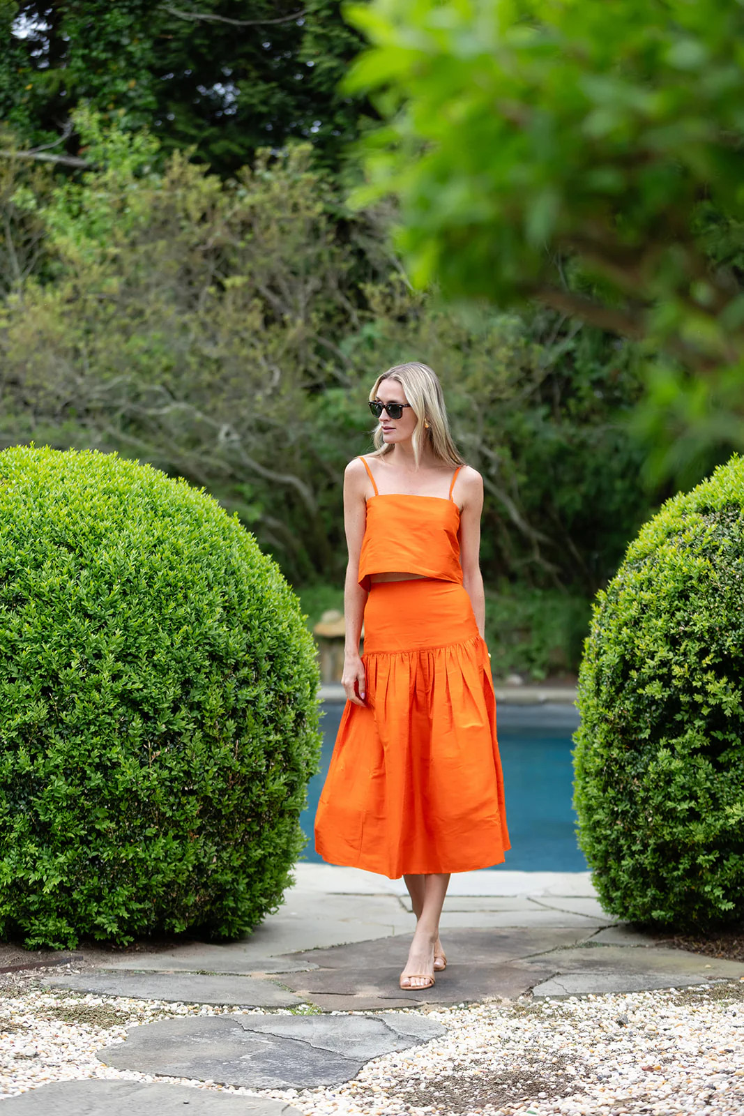 Circle Skirt Dupioni - Tangerine | Julia Amory