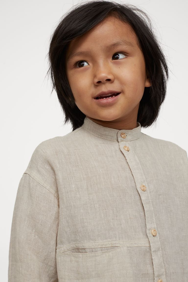 Linen Band-collar Shirt | H&M (US + CA)