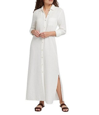 Dune Gauze Point Collar Long Sleeve Maxi Shirt Dress | Dillard's