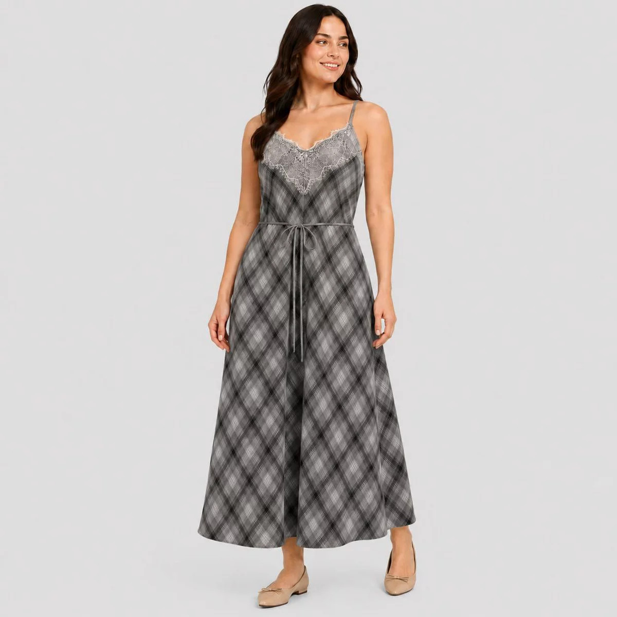 Women's Lace Cotton Maxi Sundress - Universal Thread™ Black Plaid S | Target
