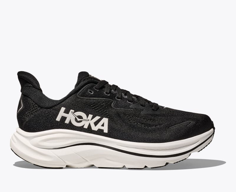 HOKA Men's Clifton 10 Shoes in Black/White, Size 12 W | Hoka One US