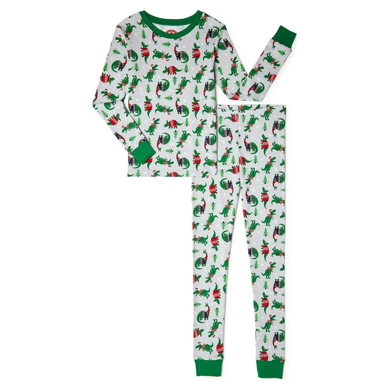 Holiday Time Boys Christmas Cotton Tight Fit Long Sleeve Shirt and Pants Pajama Set, 2-Piece, Siz... | Walmart (US)
