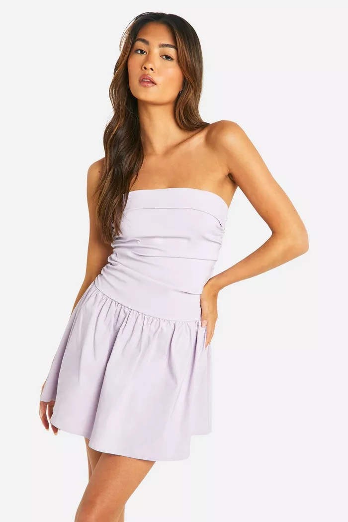 Ruched Bandeau Mini Smock Dress | boohoo (US & Canada)