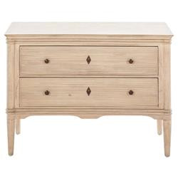 Gabby Linnea French Beige Oak Bronze Iron Pull 2 Drawer Nightstand | Kathy Kuo Home