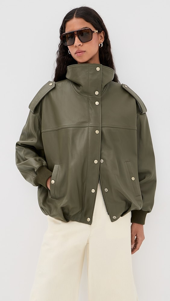 Smooth Leather Bomber Jacket | Shopbop