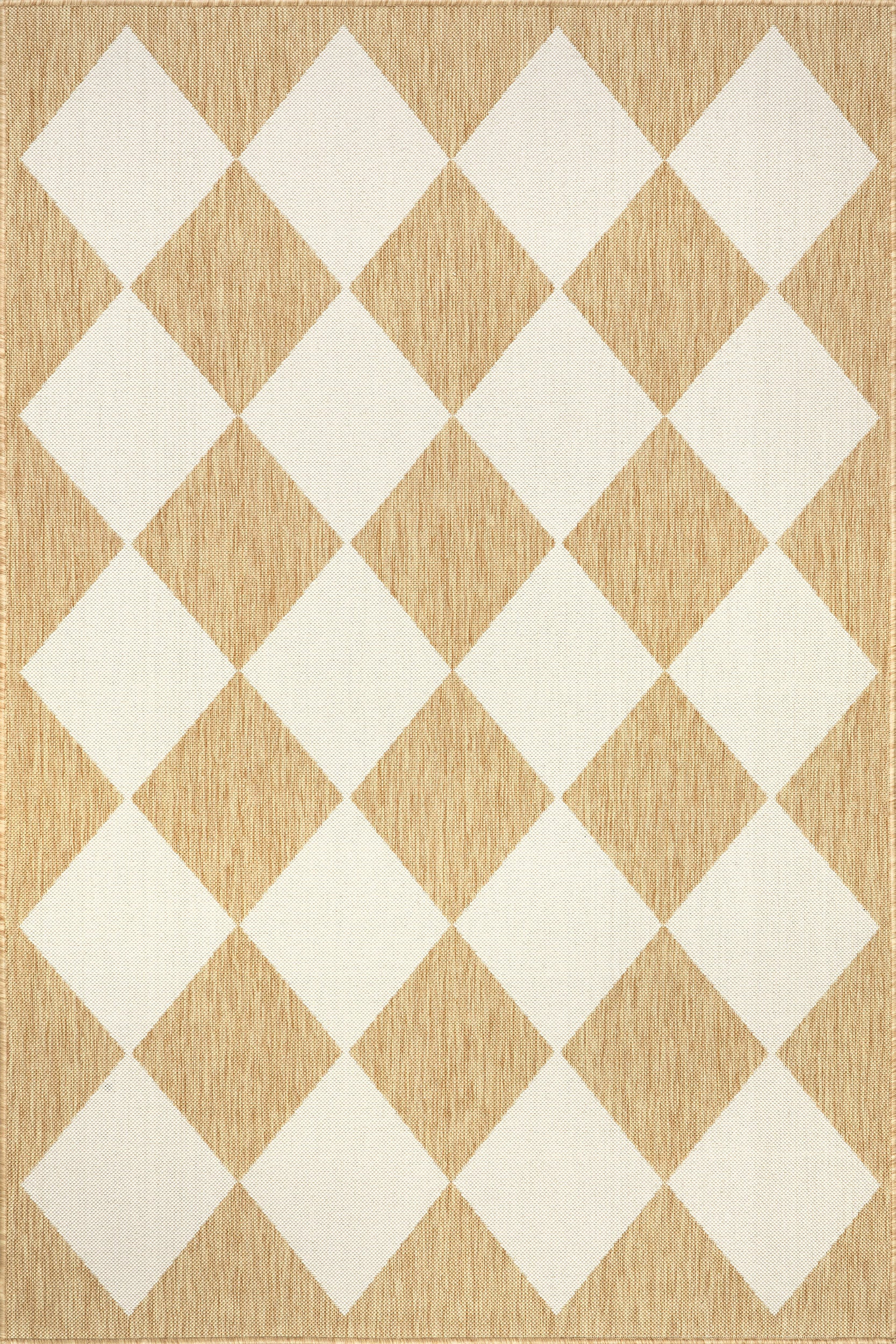 Tan Adelaide Harlequin Indoor/Outdoor 6' 7"" x 9' rug | Rugs USA