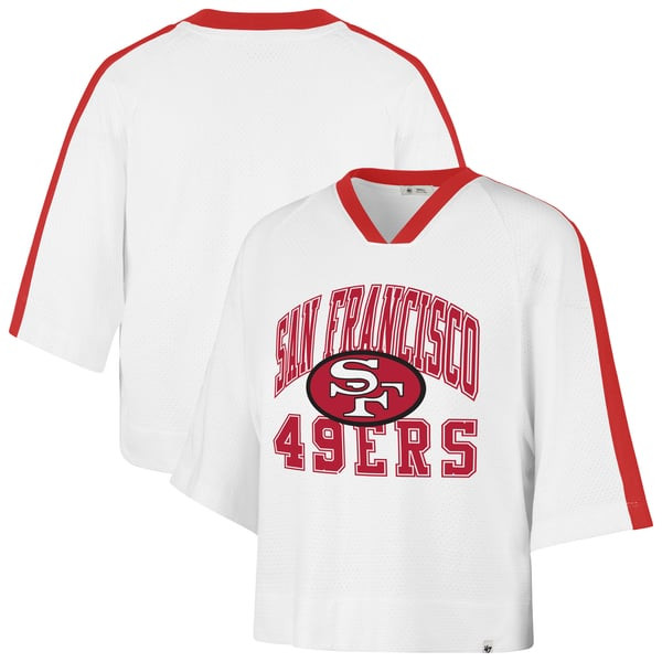 San Francisco 49ers '47 Women's Big Overarch Drop Needle Raglan V-Neck T-Shirt - White | Fanatics
