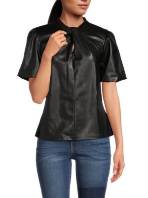 Twisted Faux Leather Top | Saks Fifth Avenue OFF 5TH
