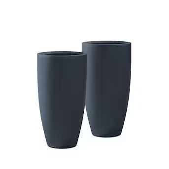 KANTE 2-Pack 13.39-in W x 23.62-in H Charcoal Concrete Contemporary/Modern Indoor/Outdoor Planter | Lowe's