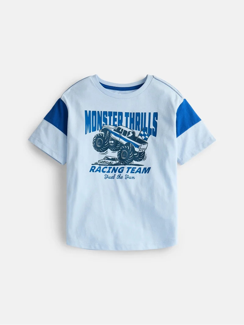 Wonder Nation Little Boys Colorblock Graphic Tee with Short Sleeves, Sizes 4-10 | Walmart (US)