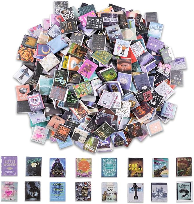 300 Pcs Mini Books Sets, Miniature Book Model for Anxiety Bookshelf, 1:12 Mini Dollhouse Accessor... | Amazon (US)