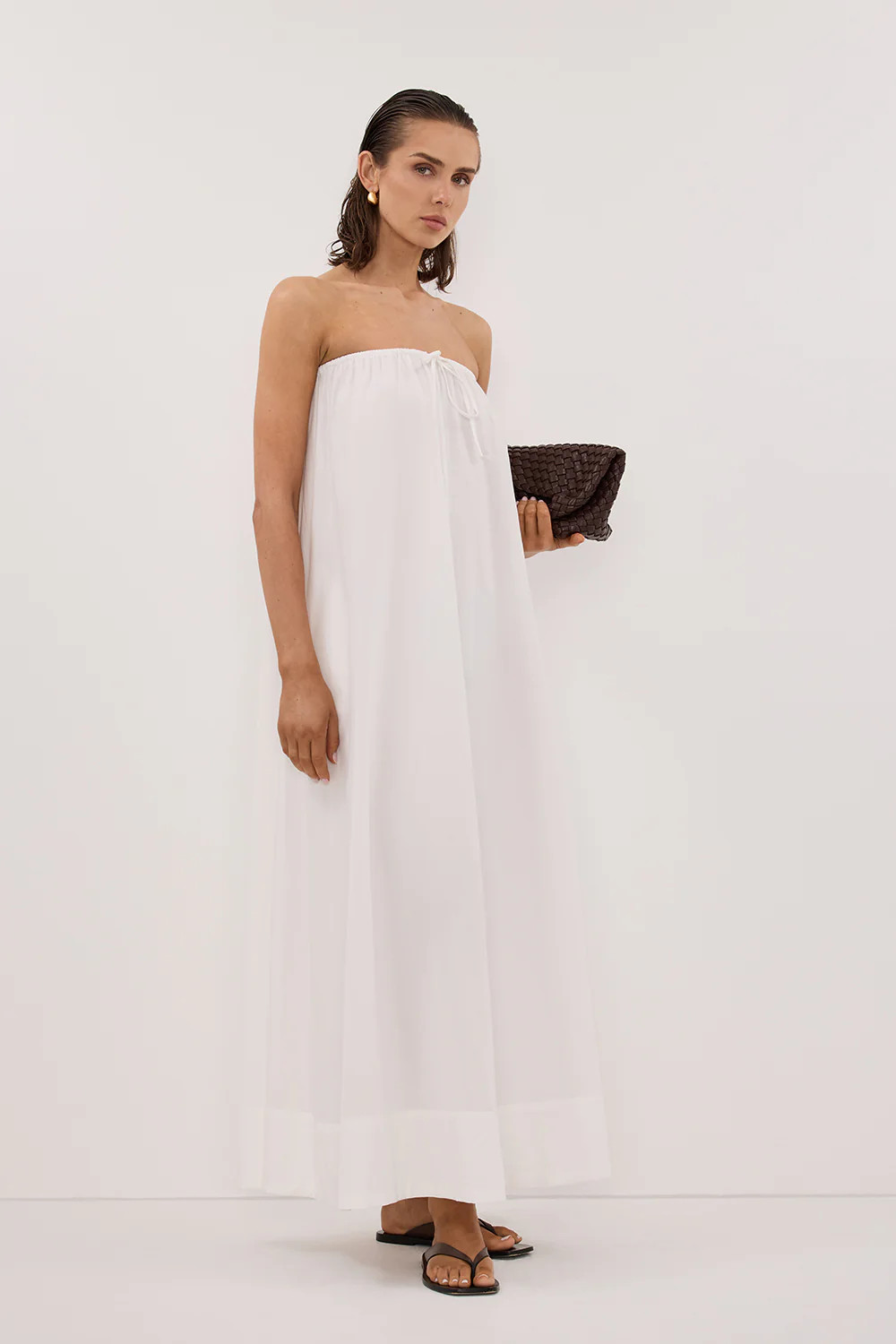 SOMMER WHITE STRAPLESS POPLIN DRESS | DISSH