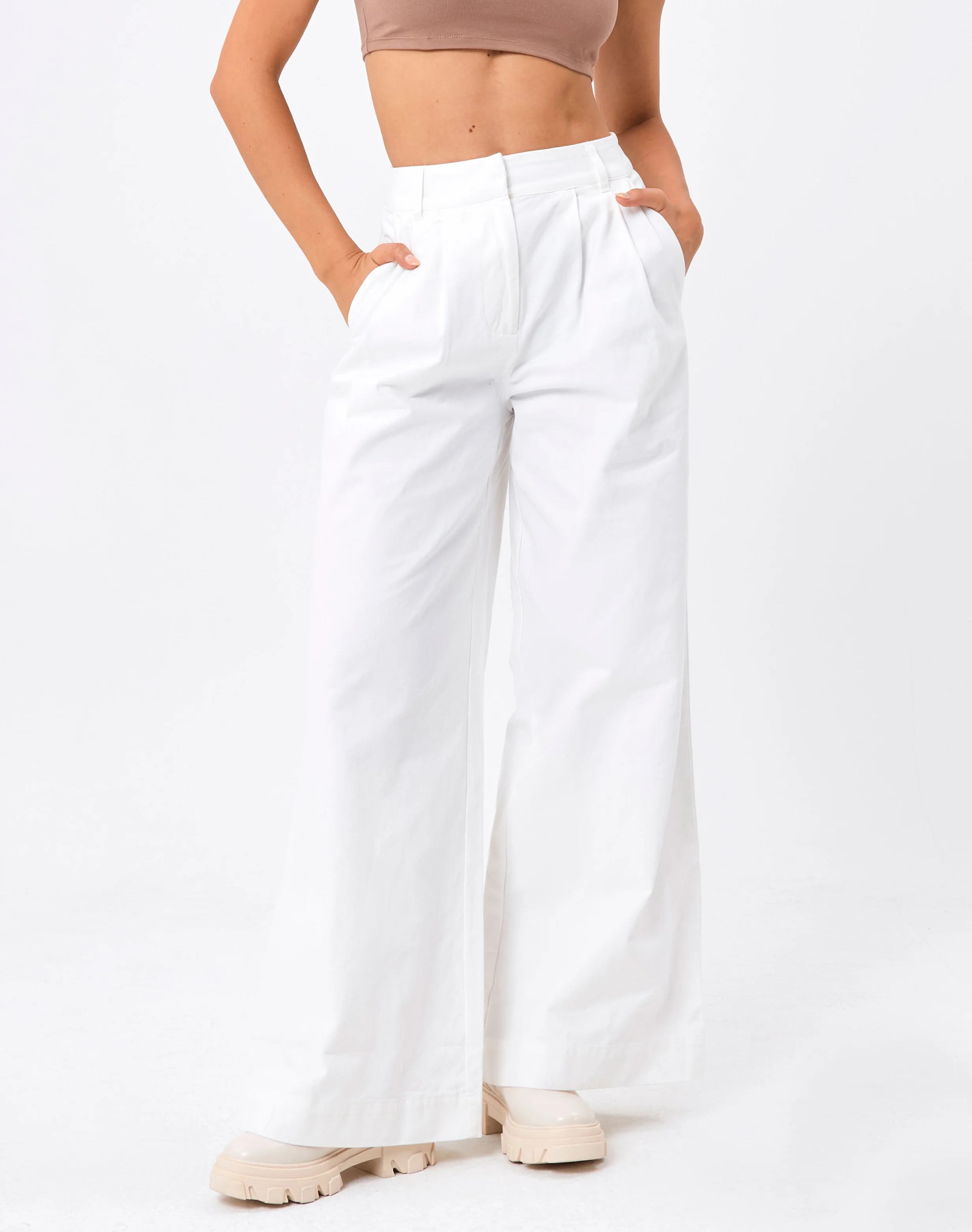 Wide Leg Tailored Cotton Pant | Glassons (AU & NZ)