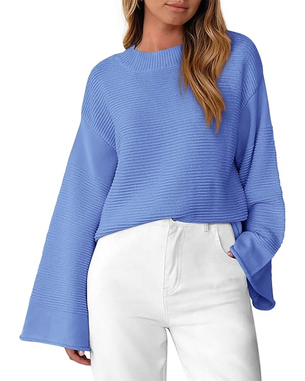 KIRUNDO Sweaters for Women Oversized Crewneck Long Sleeve Ribbed Knit Chunky Pullover Jumper Tops... | Amazon (US)