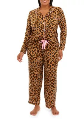 Crown & Ivy™ Plus Size Knit Satin Pajama Set | Belk