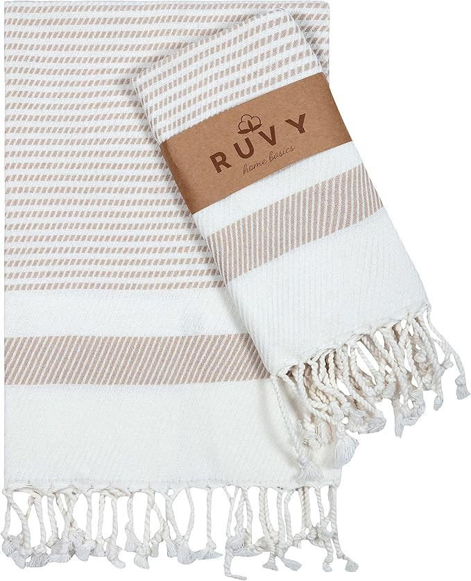 Ruvy Home Basics Turkish Hand Towels for Bathroom Set of 2 | 18"x40", Cotton | Decorative Towel f... | Amazon (US)