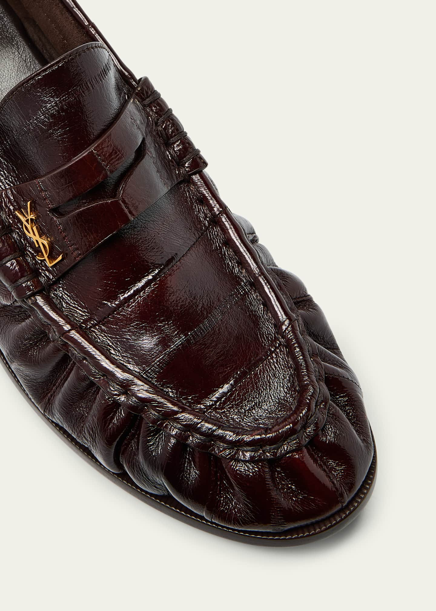 Saint Laurent Le Leather YSL Penny Loafers | Bergdorf Goodman