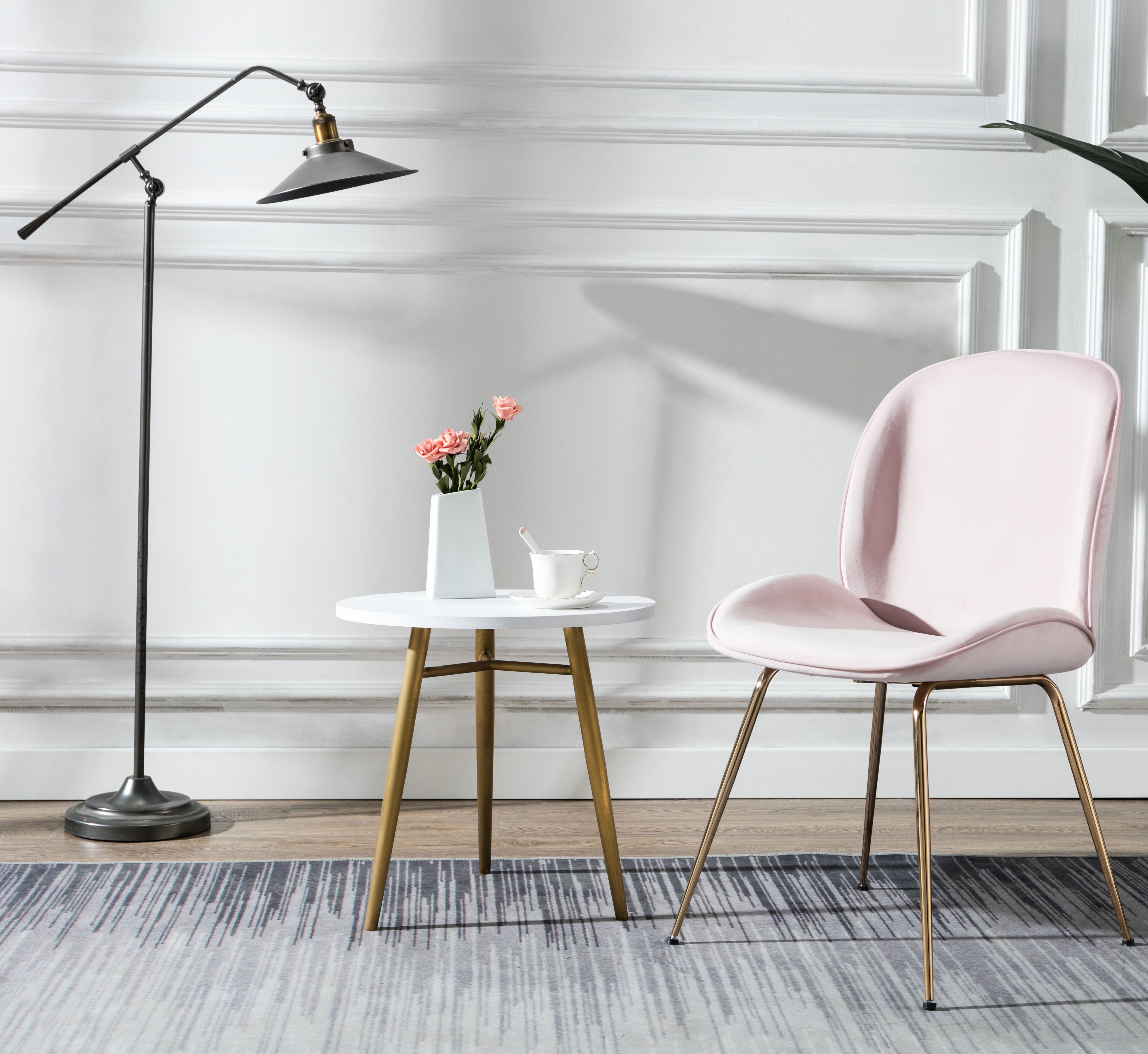 Art Leon Vanity Chair Modern Velvet Upholstered Metal Legs Pink | Walmart (US)