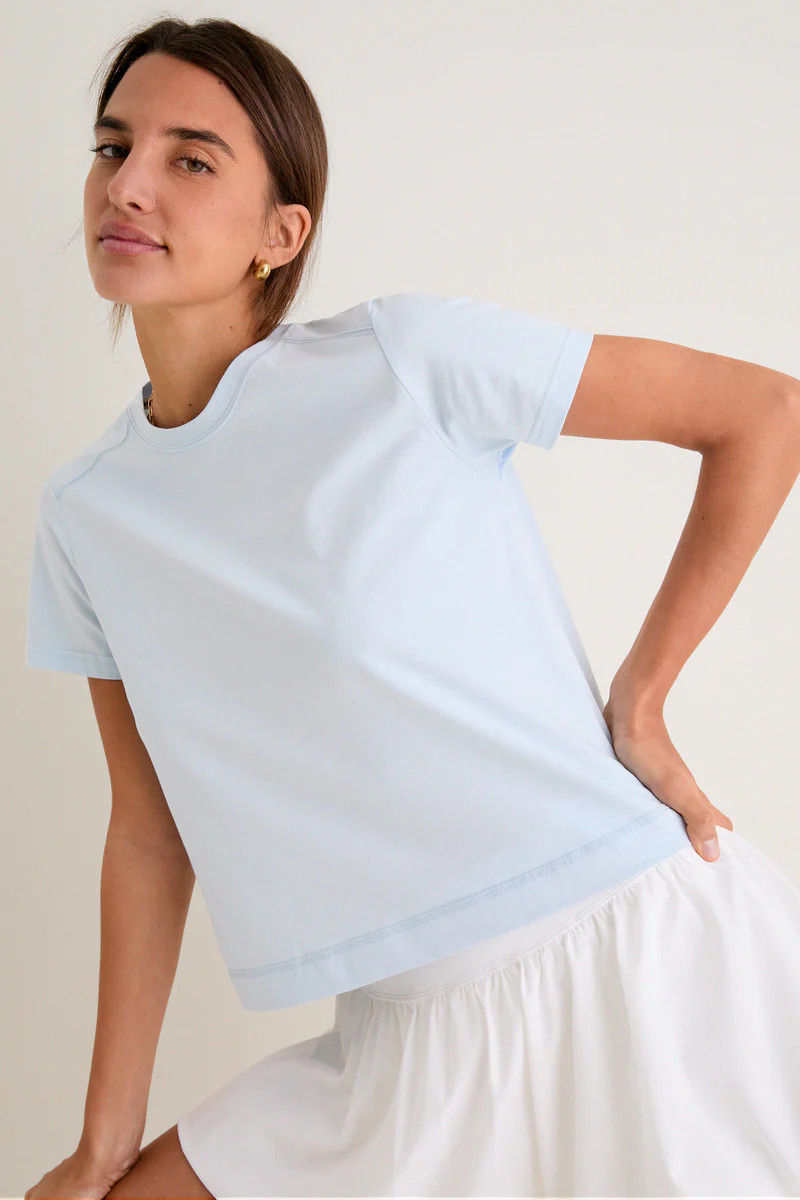 Light Blue Short Sleeve Performance Cotton Sasha Tee | Tuckernuck (US)