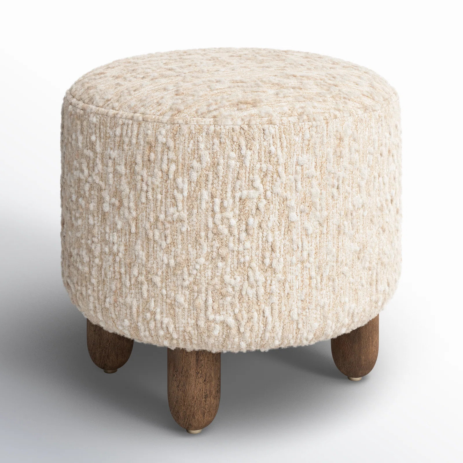 Risco 23" Round Shearling Footstool Ottoman | Joss & Main