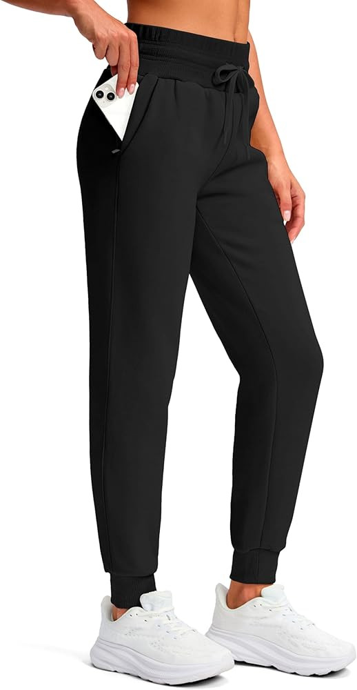 Viodia Womens Fleece Lined Joggers Winter High Waisted Warm Cotton Sweatpants Thick Lounge Sweat ... | Amazon (US)