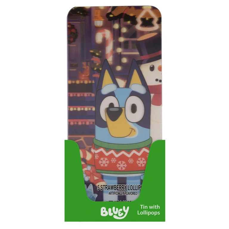 Galerie Bluey Nut-Free Strawberry Lollipops in Lenticular Tin - Set of 5 | Walmart (US)