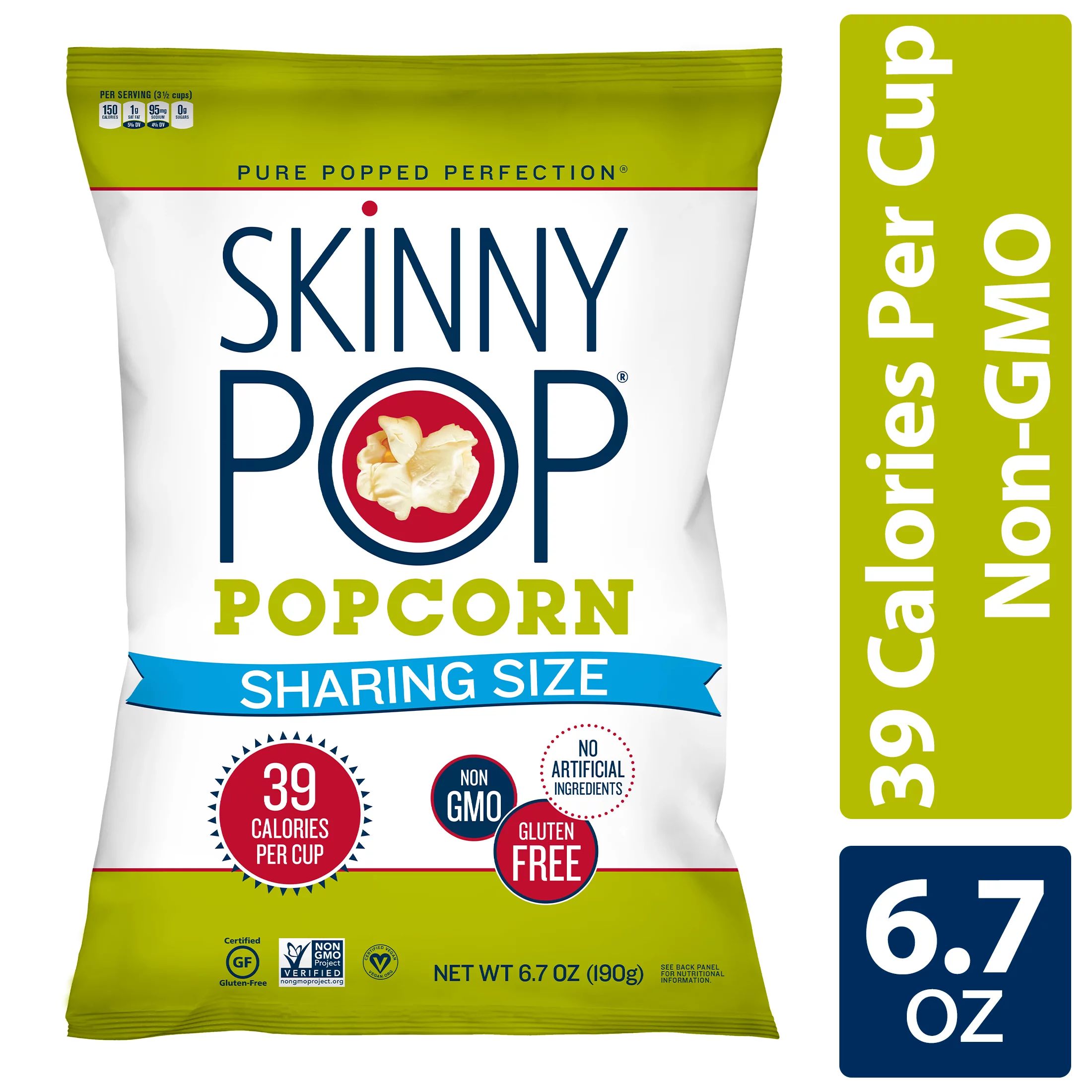 SkinnyPop Original Popcorn, Gluten-Free, 6.7 oz Sharing Size Bag | Walmart (US)