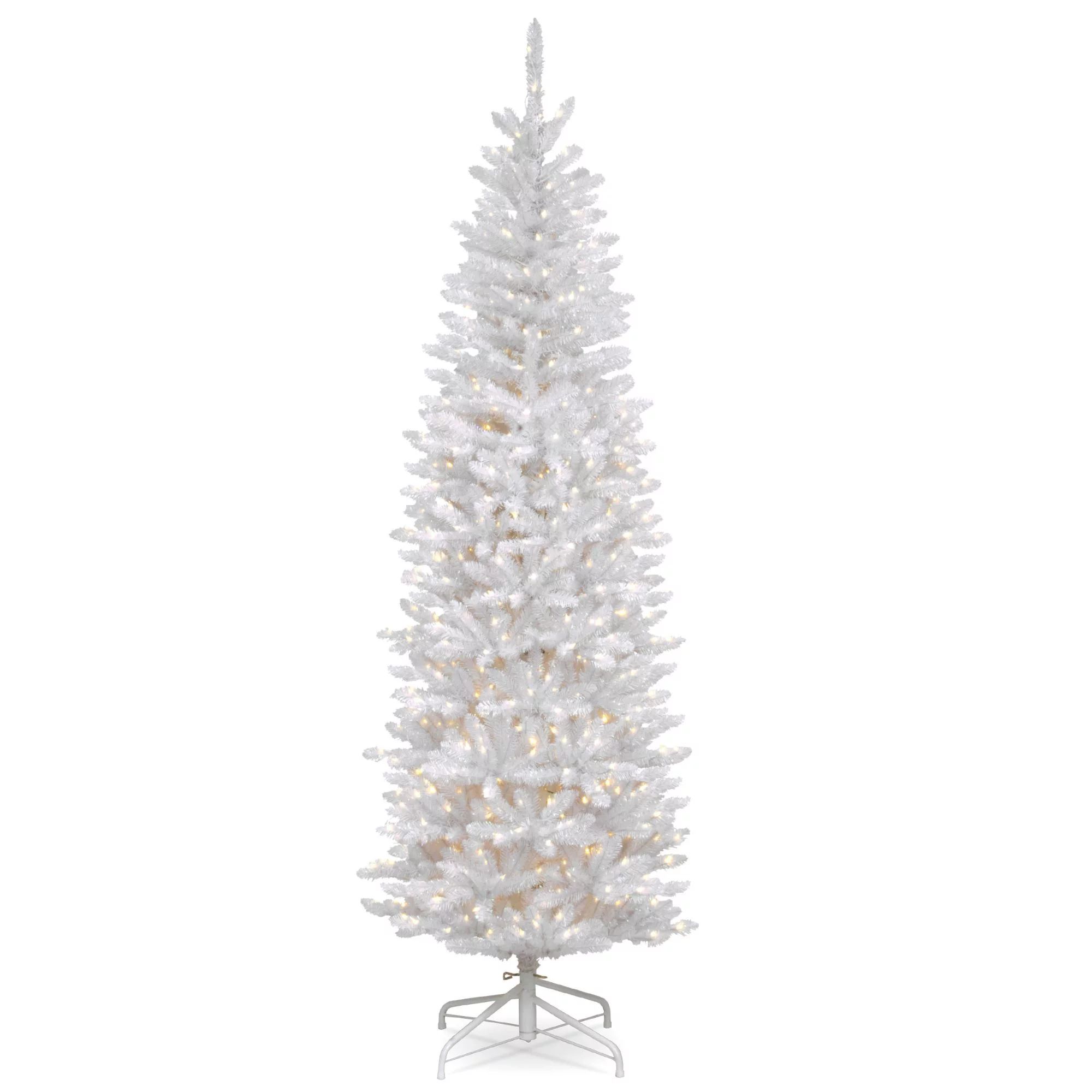 6.5’ Pre-Lit Kingswood White Fir Pencil Artificial Christmas Tree - Clear Lights | Walmart (US)