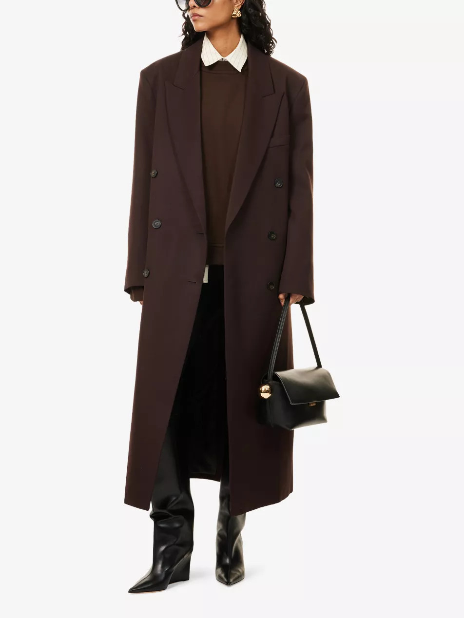 Jane Double-Breasted Woven Long Coat | Selfridges