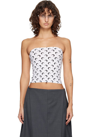 White Recycled Moon Jersey Second Skin Tube Top | SSENSE