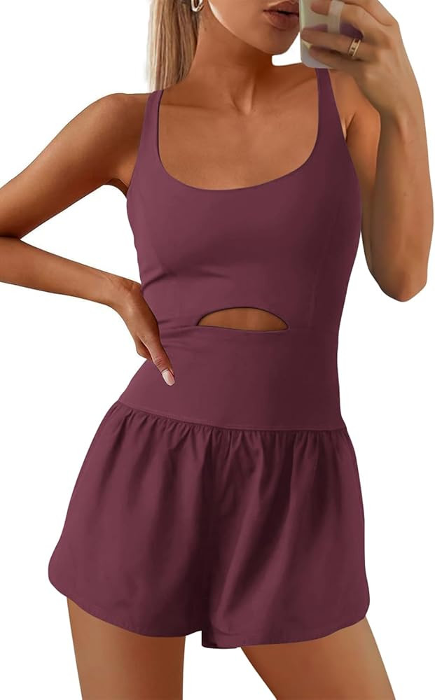 SENSERISE Womens Athletic Romper Workout Romper Running Onesie One Piece Jumpsuits Tennis Outfits... | Amazon (US)