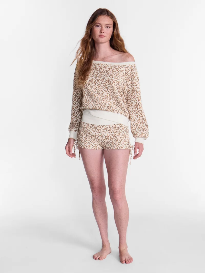 No Boundaries Waffle Knit Sleep Top, Women\u2019s and Women\u2019s Plus XS-2X | Walmart (US)