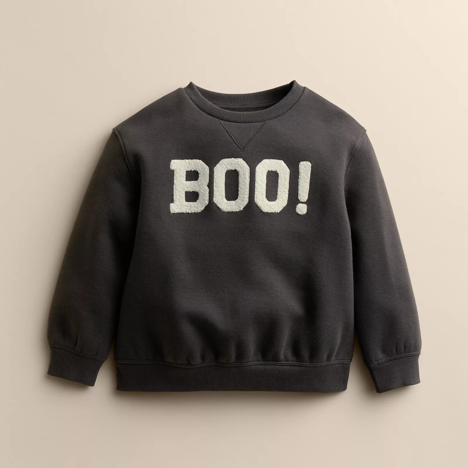 Kids 4-12 Little Co. by Lauren Conrad Crew Pullover, Girl's, Boo Black Chenille | Kohl's