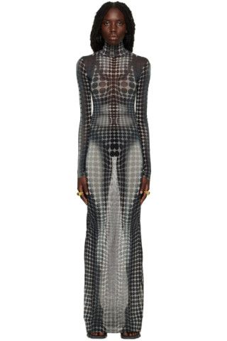 Jean Paul Gaultier - SSENSE Exclusive Gray Dots Maxi Dress | SSENSE