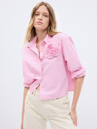 Gap × LoveShackFancy 100% Organic Cotton Cropped Shirt | Gap (US)