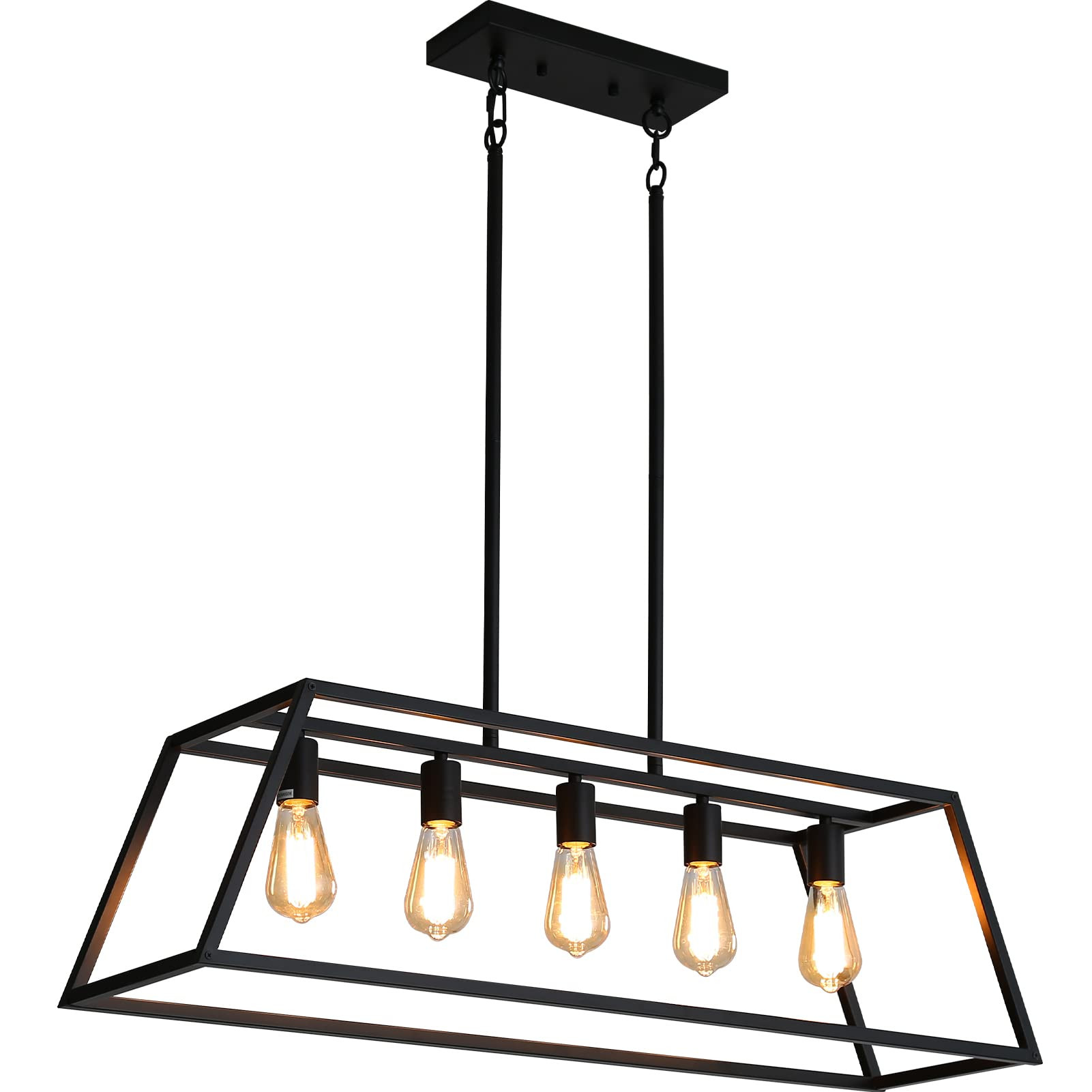 Black Kitchen Island Lighting, 5-Light Farmhouse Chandeliers, Modern Industrial Linear Rectangle ... | Amazon (US)