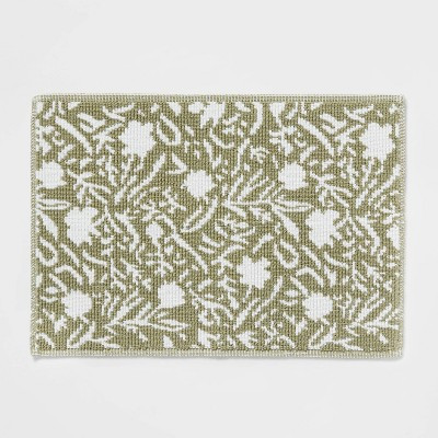 20"x30" Performance Plus Bath Rug Green Floral - Threshold™ | Target