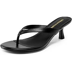 DREAM PAIRS Women’s Kitten Heel Flip Flops, Low Heel Dress Sandals with Thong Strap, Elegant Sl... | Amazon (US)