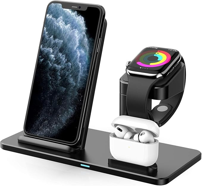 ABKUL Wireless Charger, 3 in 1 Aluminum Alloy Charging Station for Apple Watch, Aipods Pro, Wirel... | Amazon (US)