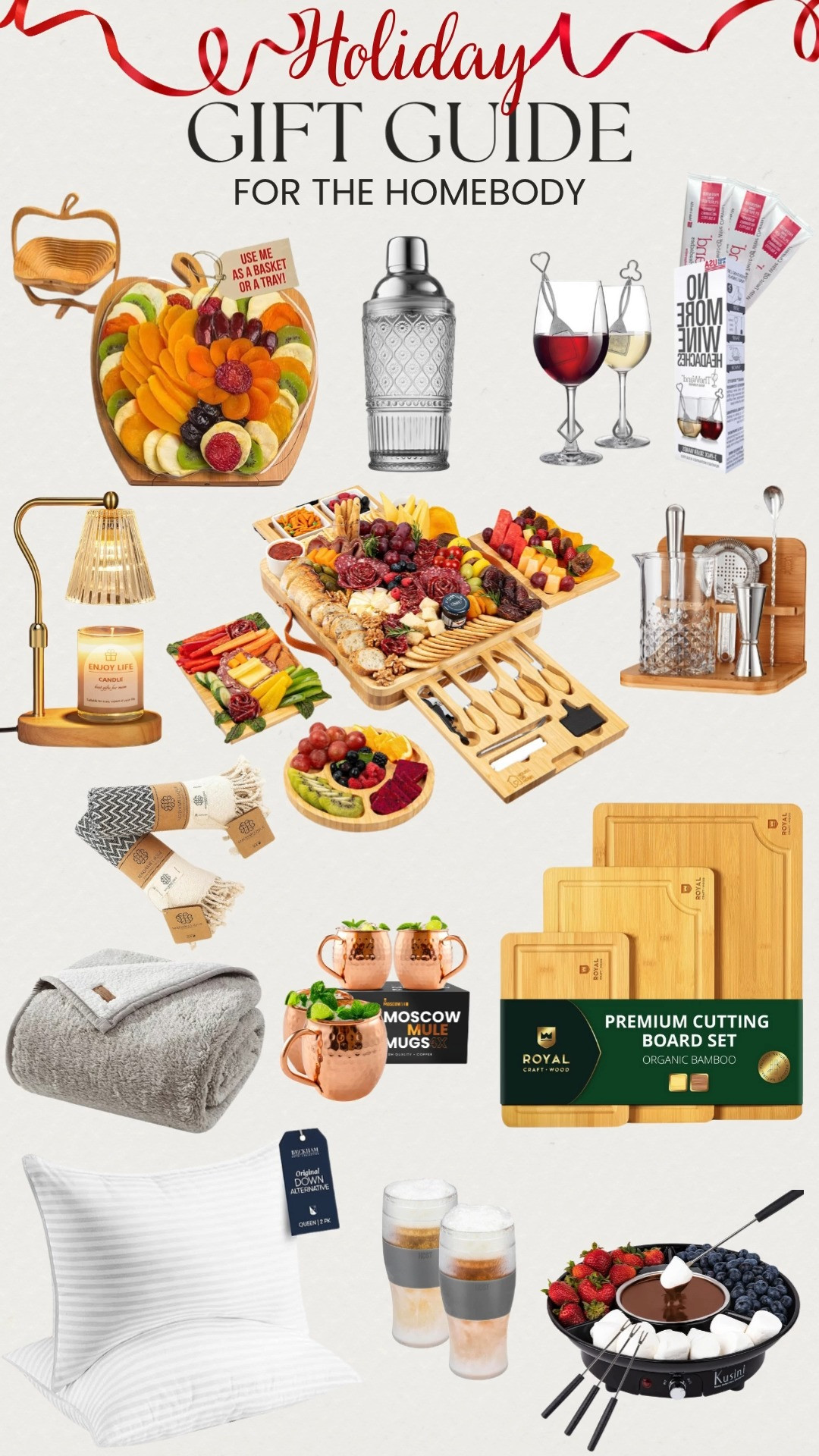 Holiday Gift Guide for the Homebody 🤍✨
Cozy nights in just got even better with these homebody approved favorites! From the prettiest charcuterie boards and dried fruit board must haves to a sleek cocktail mixing set, copper Moscow mule mugs, and a classic cocktail shaker. Add all the warmth with an ultra soft Ugg throw blanket, hotel quality bed pillows, a fondue pot set, beautiful wood cutting boards, a chic candle warmer, and freezer beer glasses that keep every sip perfectly cold.
Linked everything for easy gifting! 🎁 

 #LTKGiftGuide #LTKHoliday #LTKHome