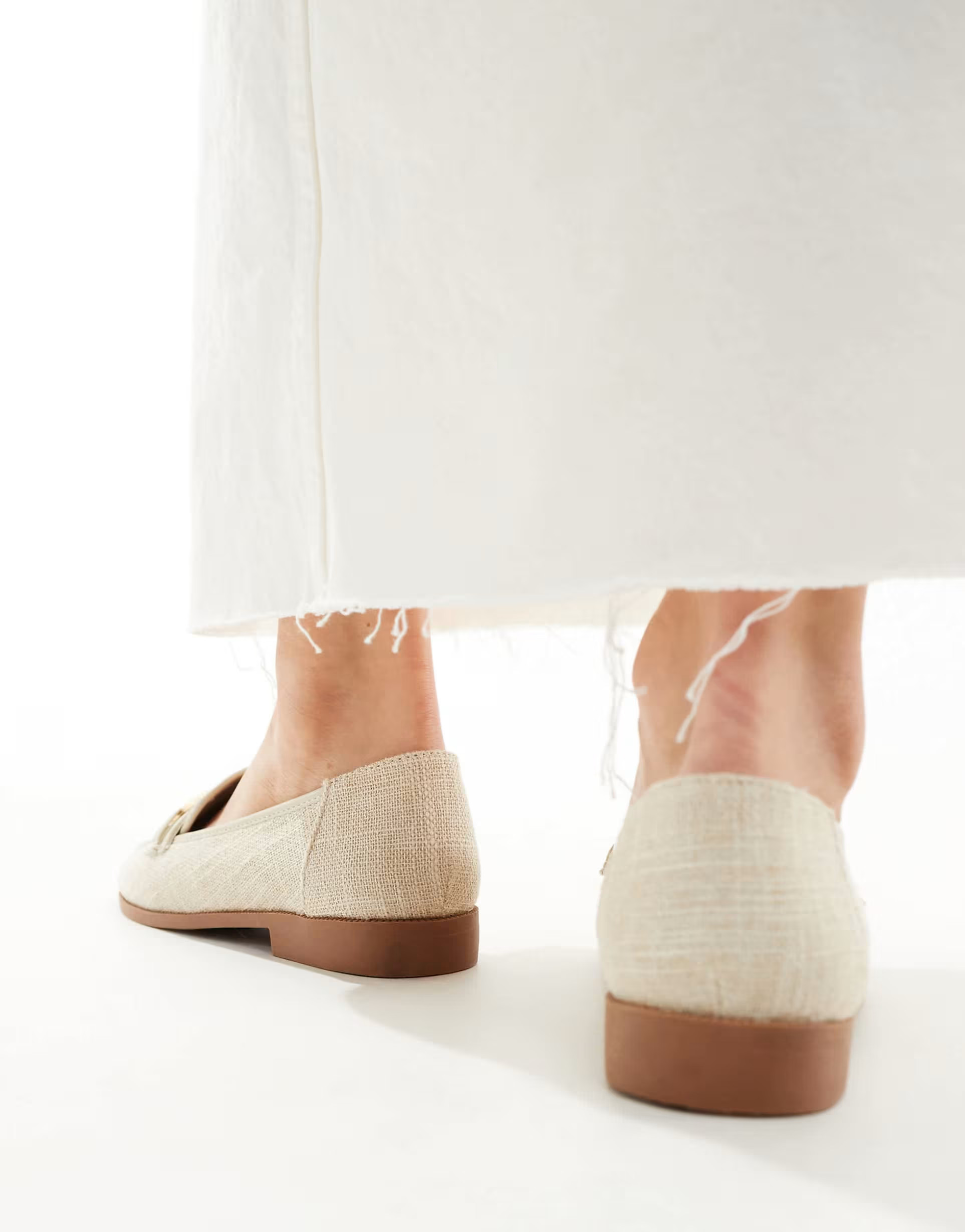 ASOS DESIGN Verity loafer flat shoes with trim in natural fabrication | ASOS | ASOS (Global)