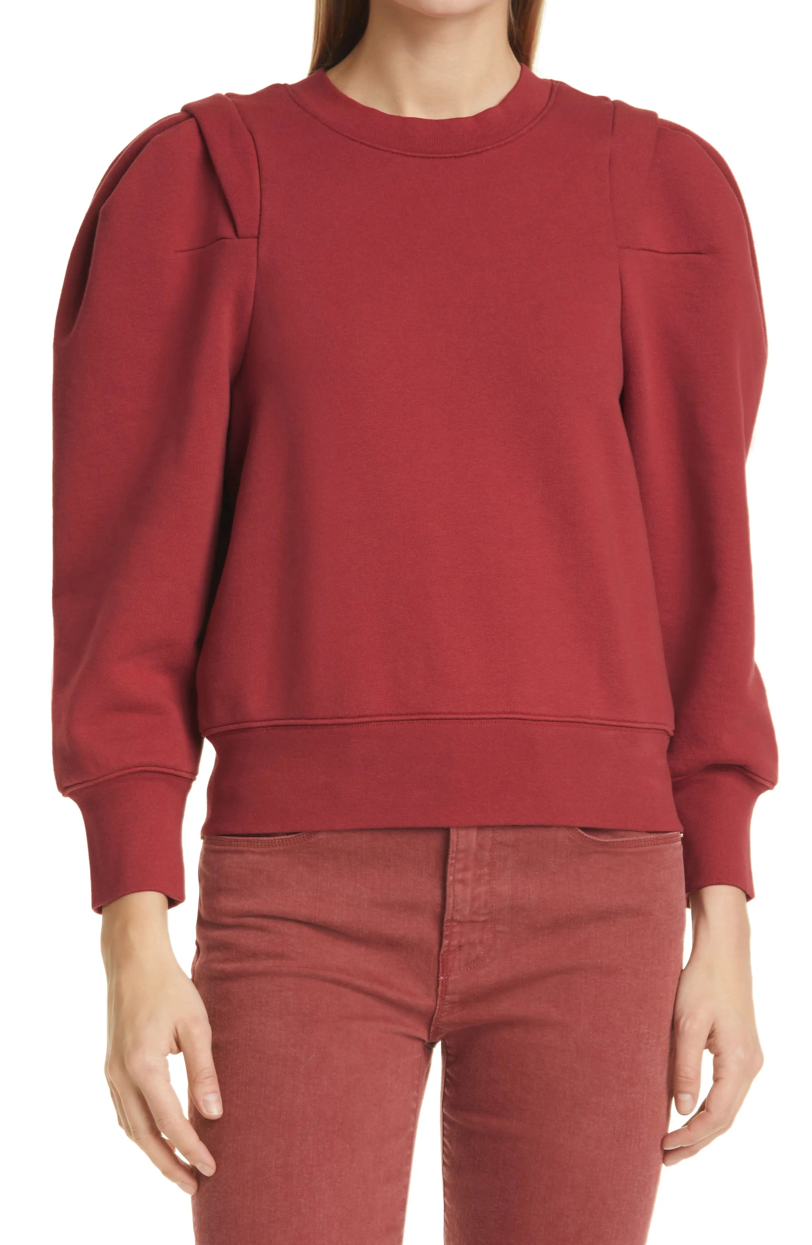 Women's Frame Puff Sleeve Sweatshirt, Size XX-Small - Red | Nordstrom