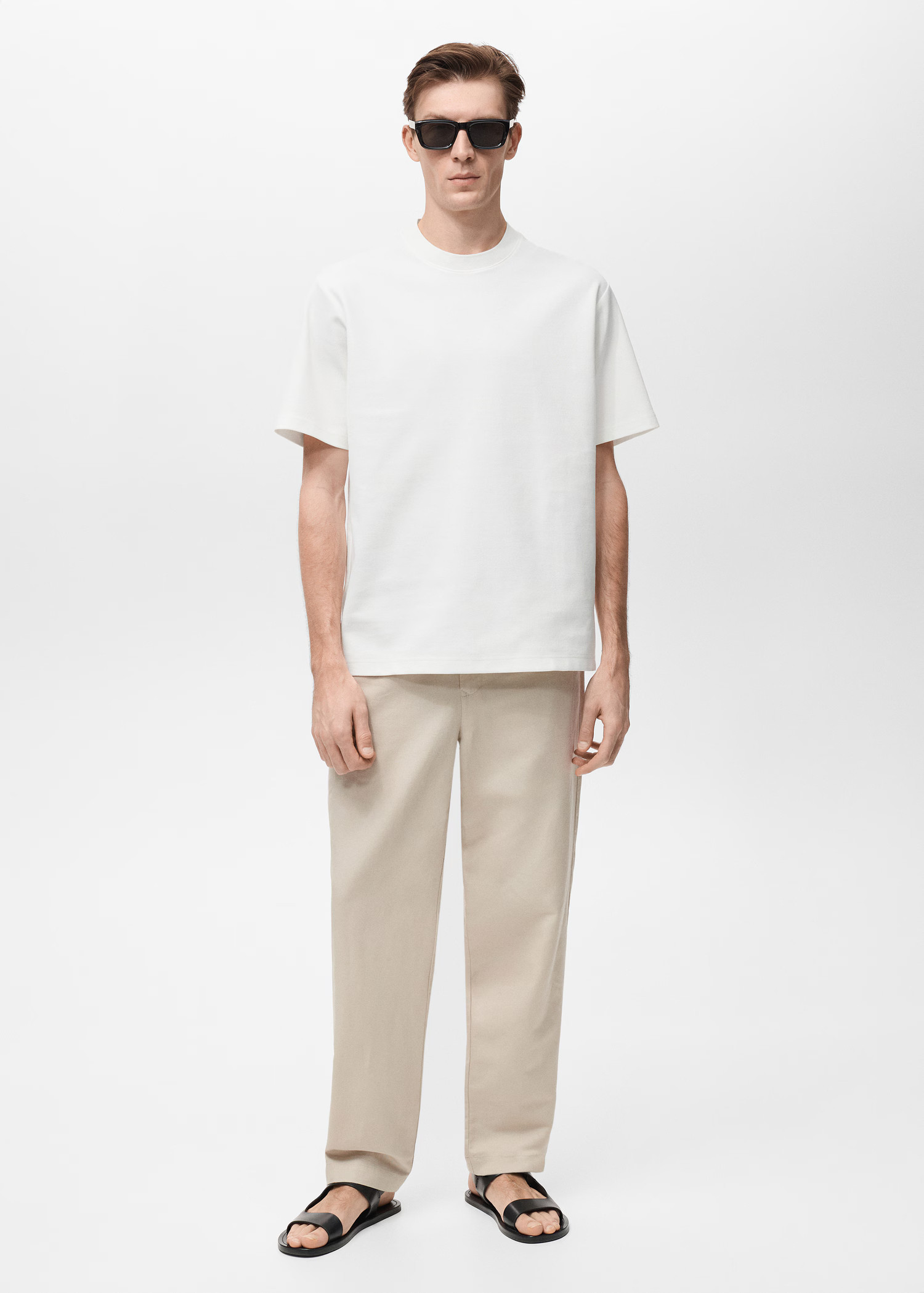 Regular-fit textured t-shirt - Men | MANGO United Kingdom | MANGO (UK)