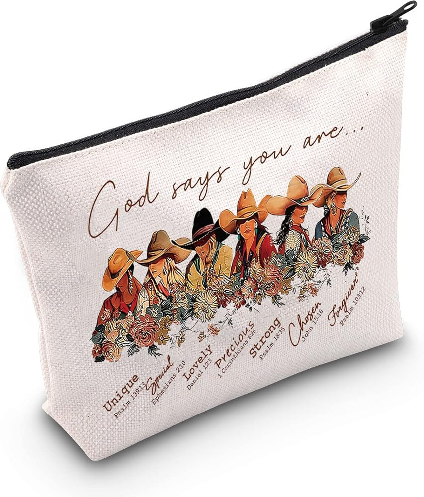 LEVLO Country Girl Cosmetic Make Up Bag Western Equestrian Gift God Says You Are  Unique Spe... | Amazon (US)