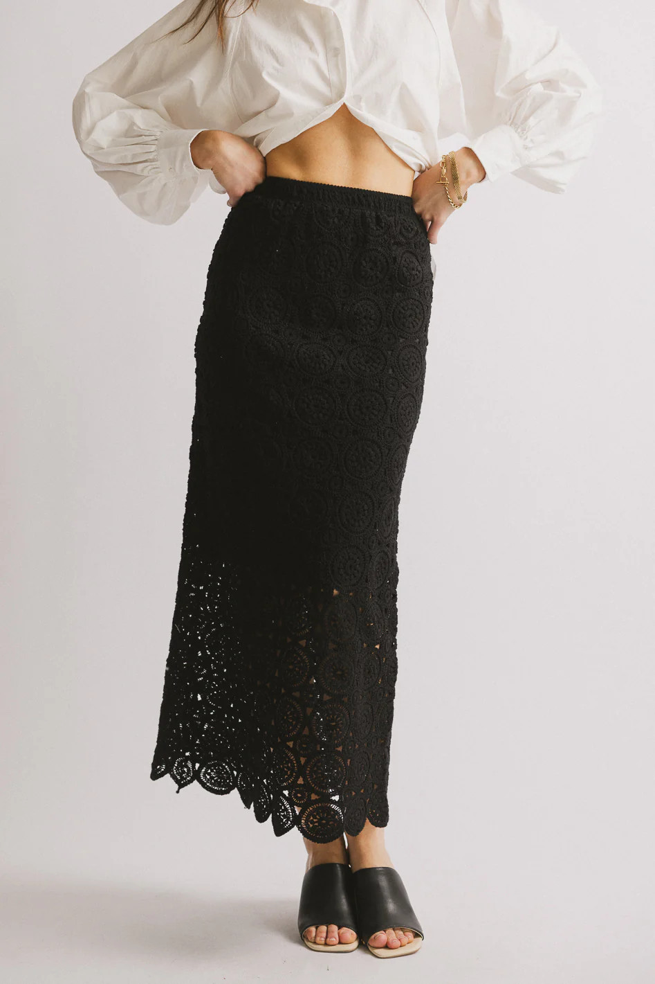 Nanet Crocheted Maxi Skirt in Black | Böhme US