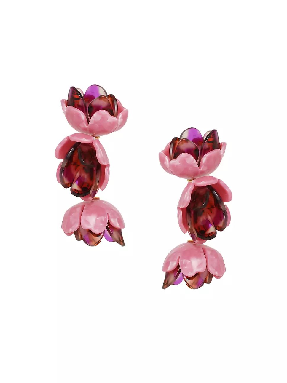 Rose Petal Two-Tone Acetate Clip-On Drop Earrings | Saks Fifth Avenue
