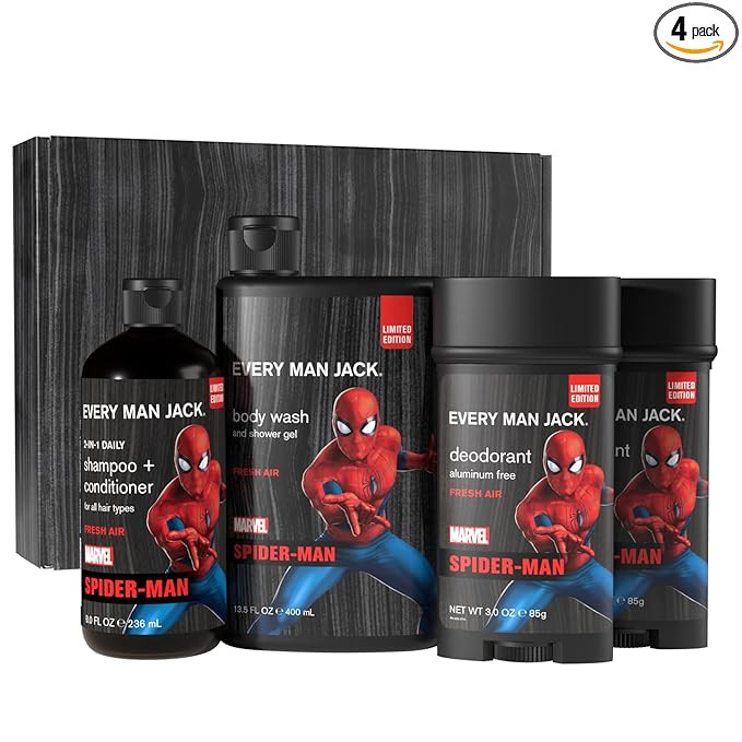 Every Man Jack Spider-Man Body Set - Perfect for Every Guy & Marvel-Lover - Bath and Body Marvel ... | Amazon (US)