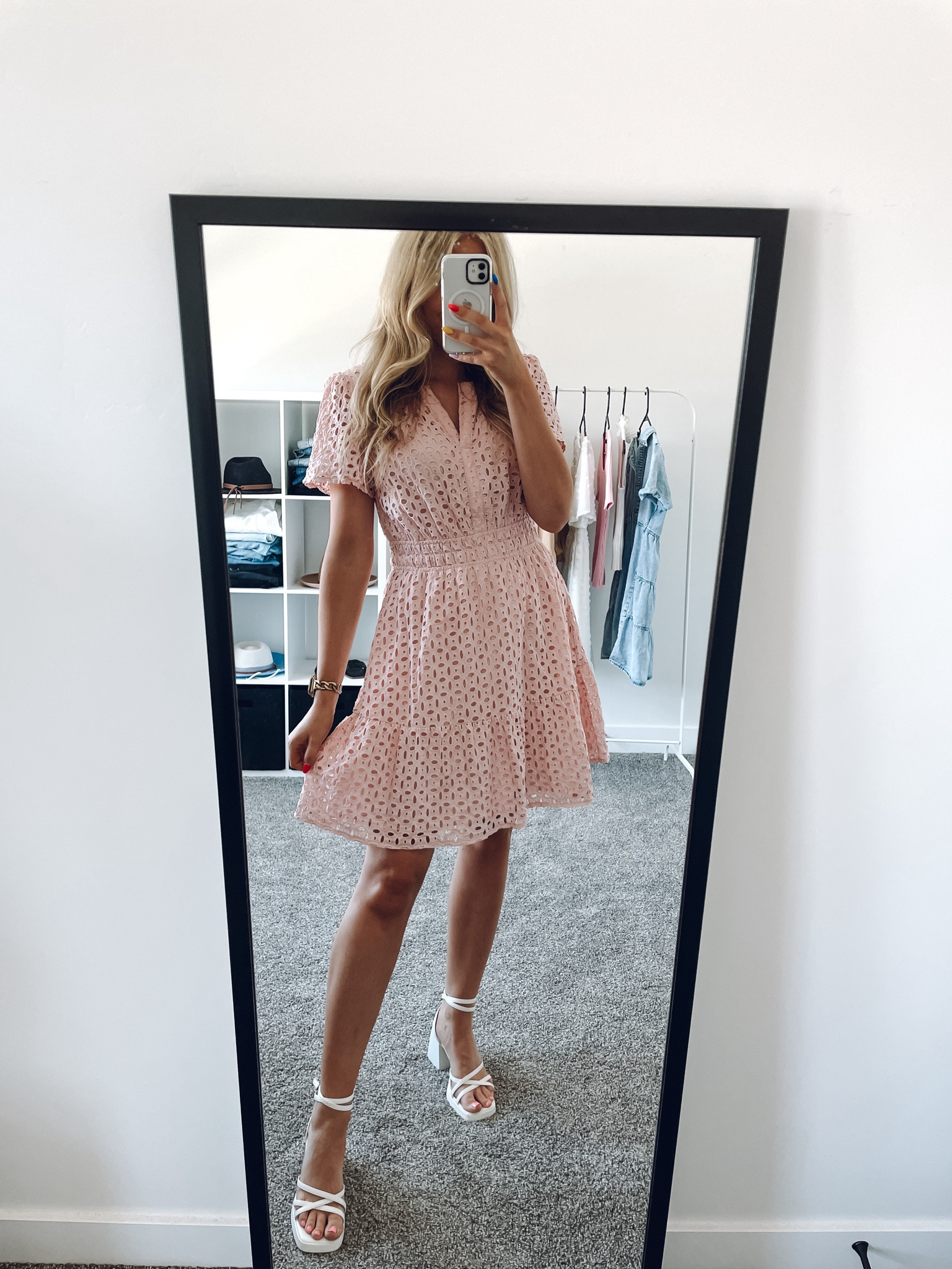 Teacher outfit - what id wear to Back to School Night Meet the Teacher Open House!
Eyelet Dress: true to size, wearing M
Heels: true to size 

| teacher fashion | work outfit 

#LTKBacktoSchool #LTKSeasonal #LTKWorkwear