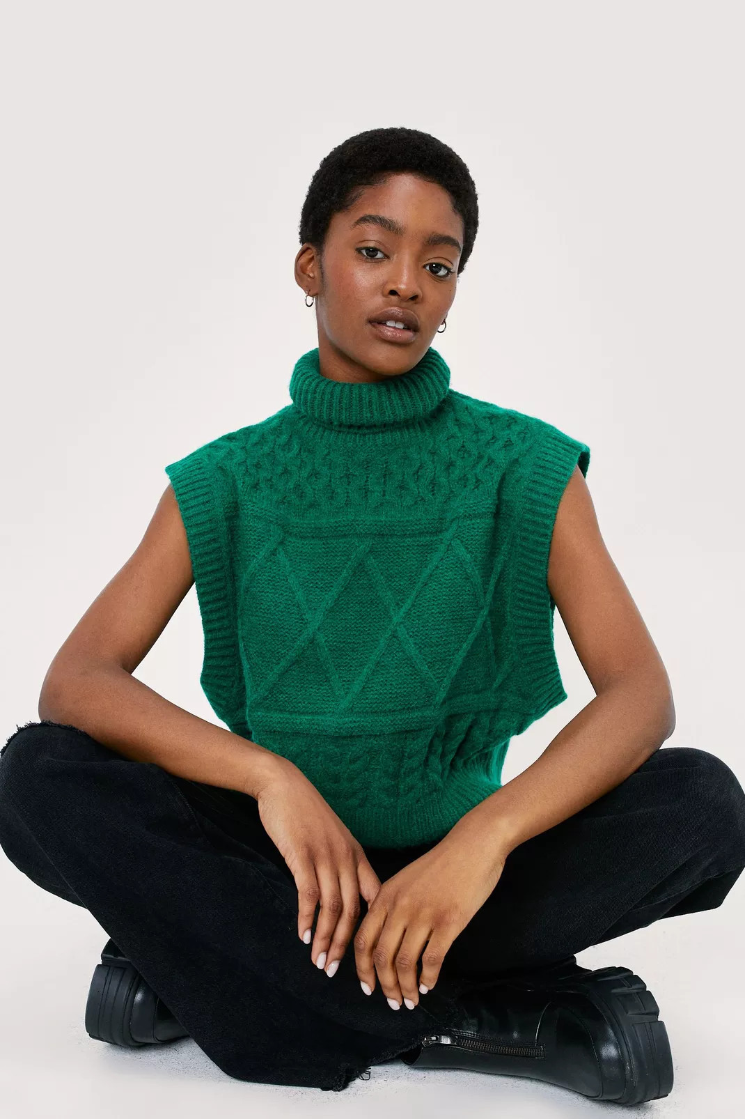 Cable Knit High Neck Sweater Vest | NastyGal (UK, IE)