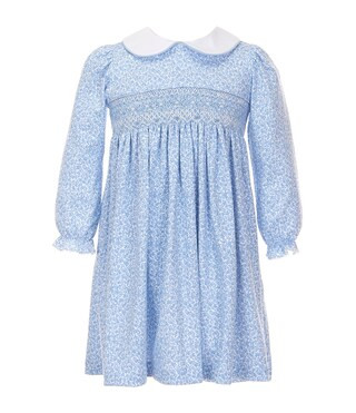 Little Girls Peter Pan Collar Floral Smocked Dress | Dillard's